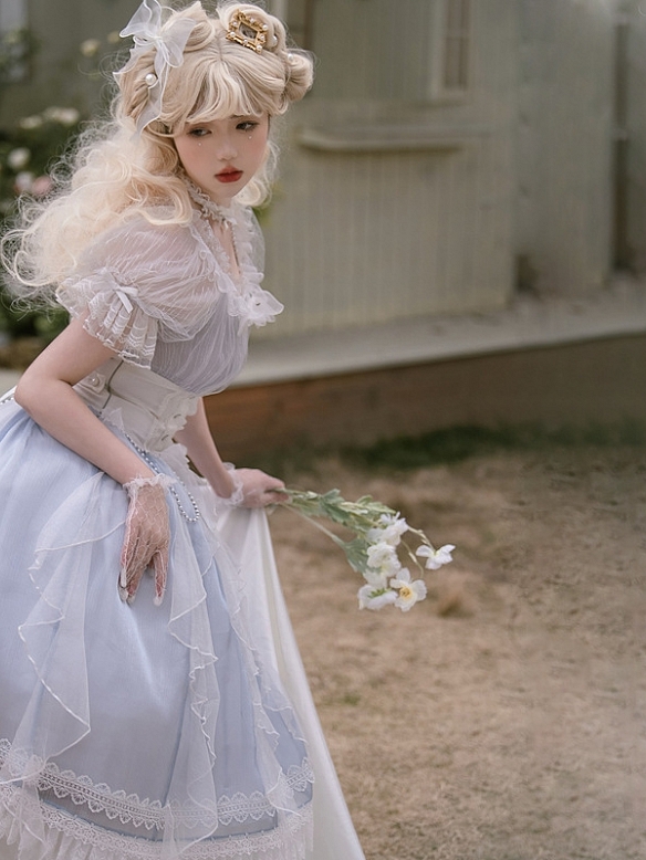 Evahair light blue lolita mesh suits JSK 