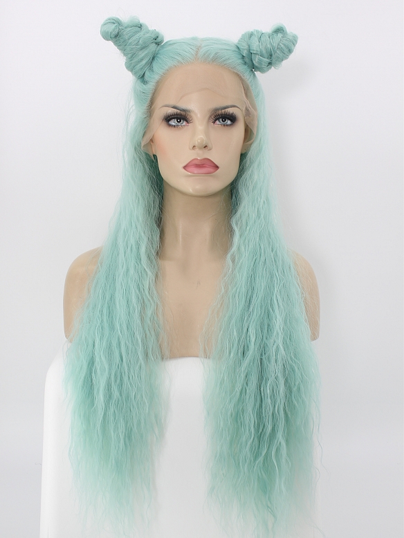 EvaHair Mint Green Slight Wavy Synthetic Lace Front Wig