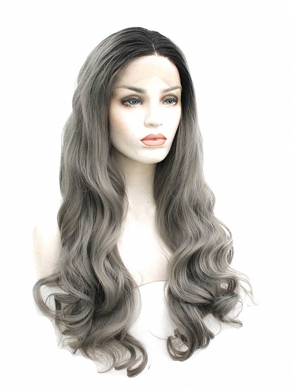 Evahair New Style Cute Grey Long Wavy Synthetic Wig