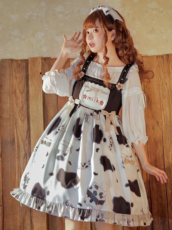 Evahair new style cow pattern printed cute lolita dress JSK
