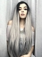 New Dark Grey T-color Super Long Straight Synthetic Lace Front Wig