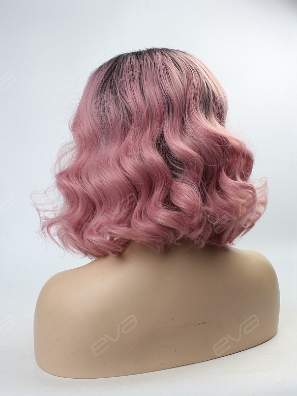 Pink Wavy Lob Synthetic Lace Front Wig