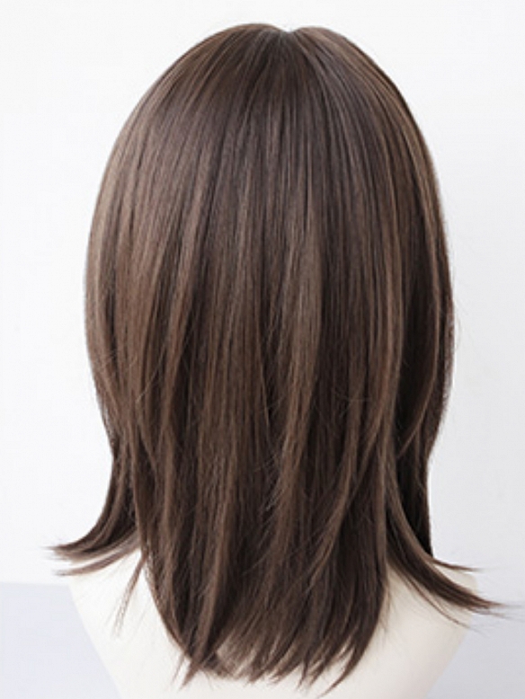 Evahair 2021 New Style Brown Shoulder Length Straight Synthetic Wig with Bangs