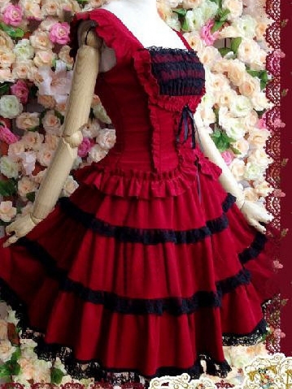 Evahair vintage rose red princess style lolita dress
