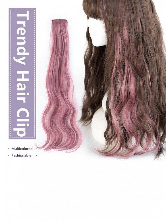 Multicolored Wavy Hair Clips in Hair Extensions
