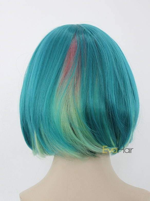 New Arrival Hidden Rainbow Color Teal Bob Synthetic Wig