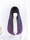 Evahair Bluish Purple Ombre Long Straight Synthetic Wig with Bangs