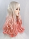 Evahair Cute Golden to Pink Ombre Long Wavy Synthetic Wig with Bangs