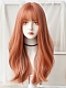 Evahair 2021 New Style Orange and Golden Mixed Color Long Wavy Synthetic Wig with Bangs