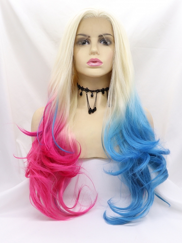 Evahair Fashion Style Harley Quinn Gradual Chage Color Cosplay Synthetic Wig