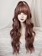 Evahair 2021 New Style Brown Mixed Long Wavy Synthetic Wig with Bangs