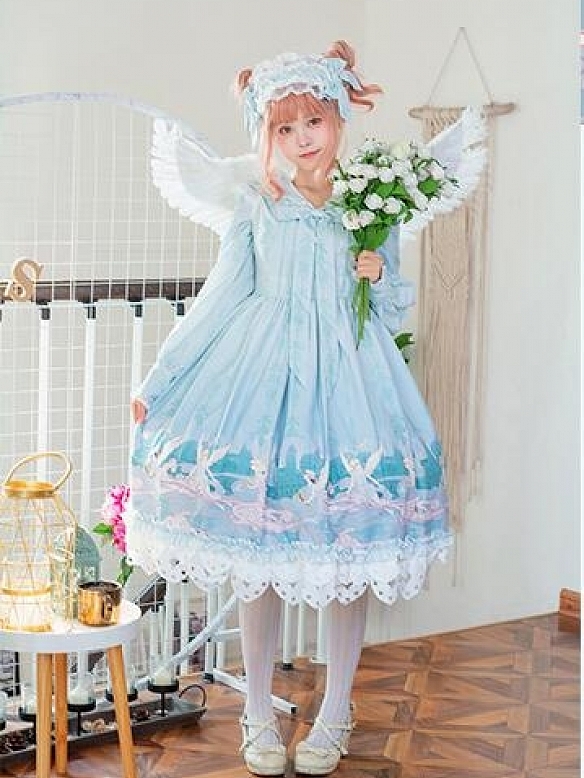 Evahair new style blue Angel Style Lolita Dress OP