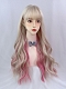Evahair 2021 New Style Golden and Pink Mixed Color Long Wavy Synthetic Wig with Bangs