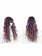 Evahair Purplish-Pink to Brown Ombre Long Wavy Synthetic Wig with Bangs