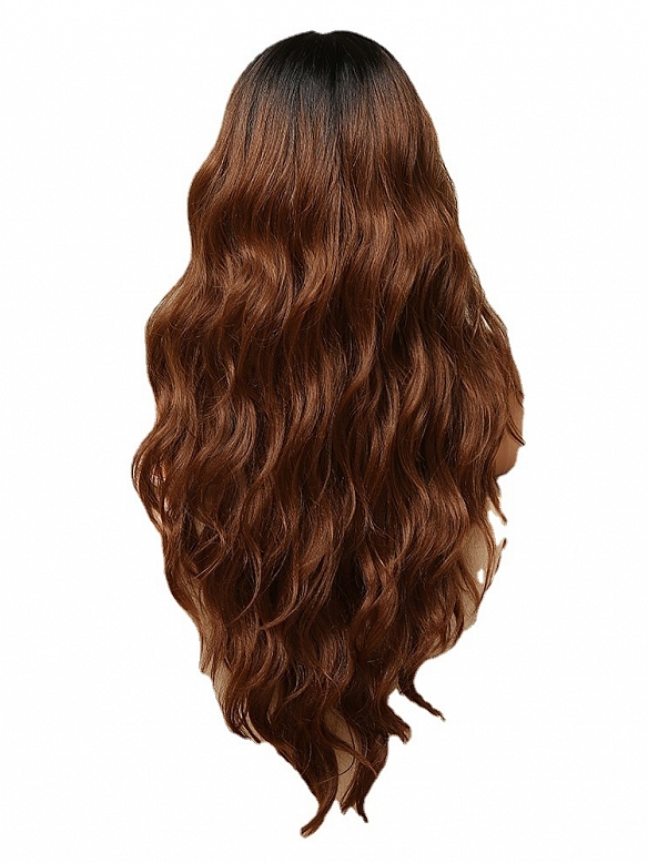 Evhair new style rufous long wavy synthetic lace front wig