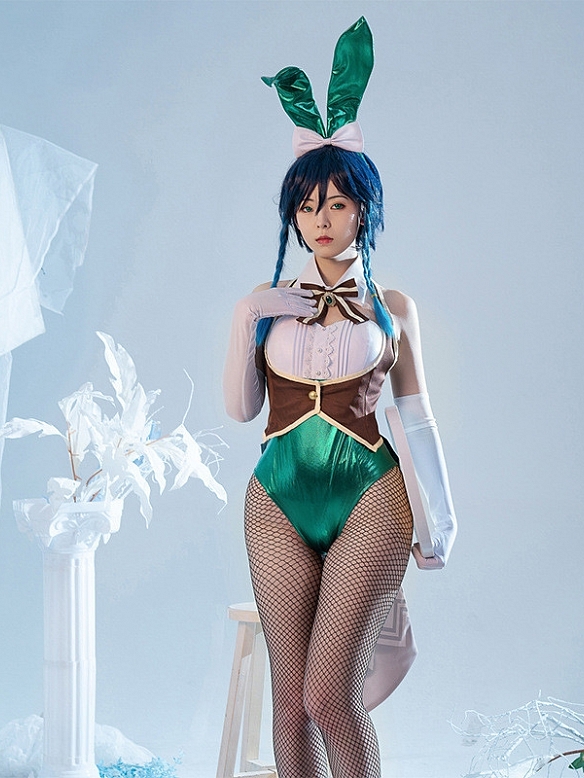 Evahair Genshin Impact Venti bunny girl style cosplay costume