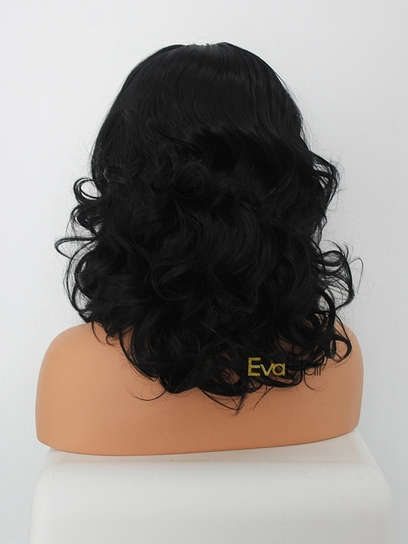 Black Shoulder Length Lace Front Synthetic Wig
