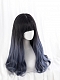 Evahair Grayish Blue Long Wavy Synthetic Wig with Bangs