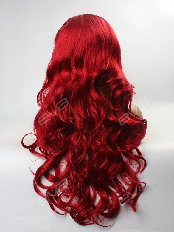 Red Long Wavy Synthetic Lace Front Wig