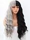 Half Black and Half Grey Water Wavy Quite Long Synthetic Lace Front Wig