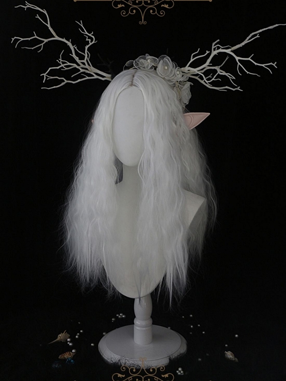 Evahair 2022 Vintage Style White Long Wavy Synthetic Wig