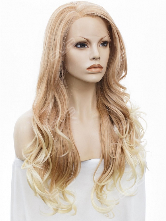Long Wavy Blonde Synthetic Lace Front Wig