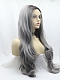  Fashion Grey Long Wavy Synthetic Lace Front Wig
