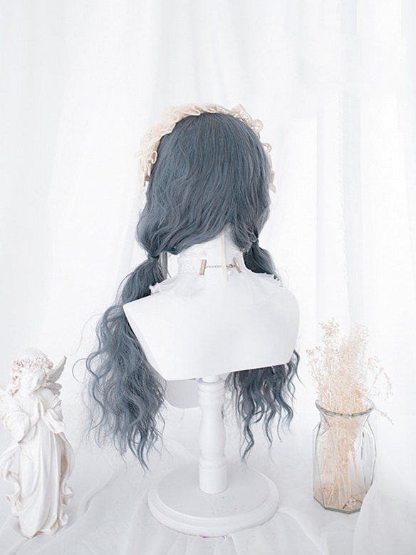Evahair Lolita Haze Blue Long Wavy Synthetic Wig With Bangs