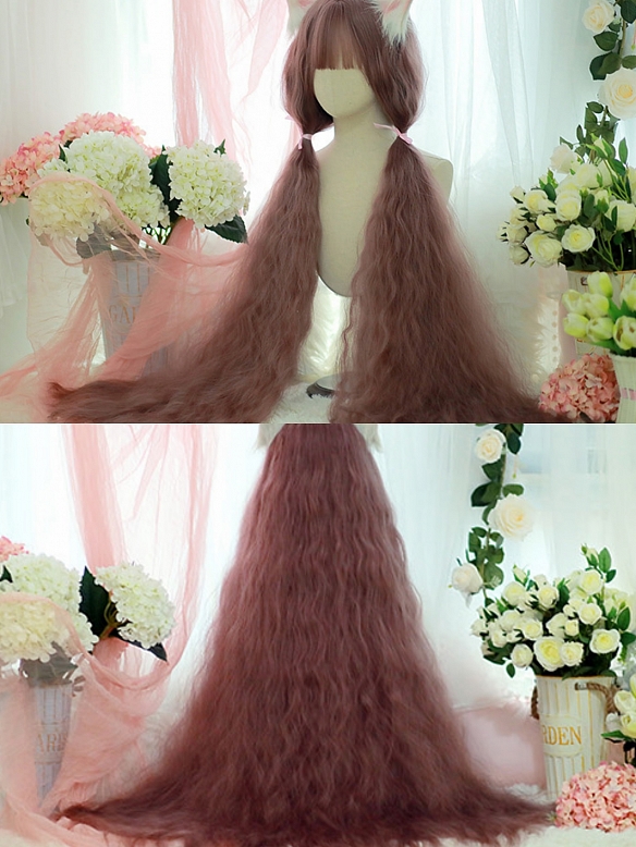 Evahair 2021 New Style Fuchsia Purple Super Long Wavy Synthetic Wig with Bangs