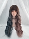 Evahair Fuchsia to Haze Blue Mixed Color Long Wavy Synthetic Wig with Bangs