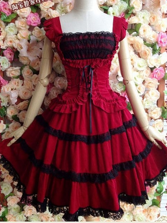 Evahair vintage rose red princess style lolita dress