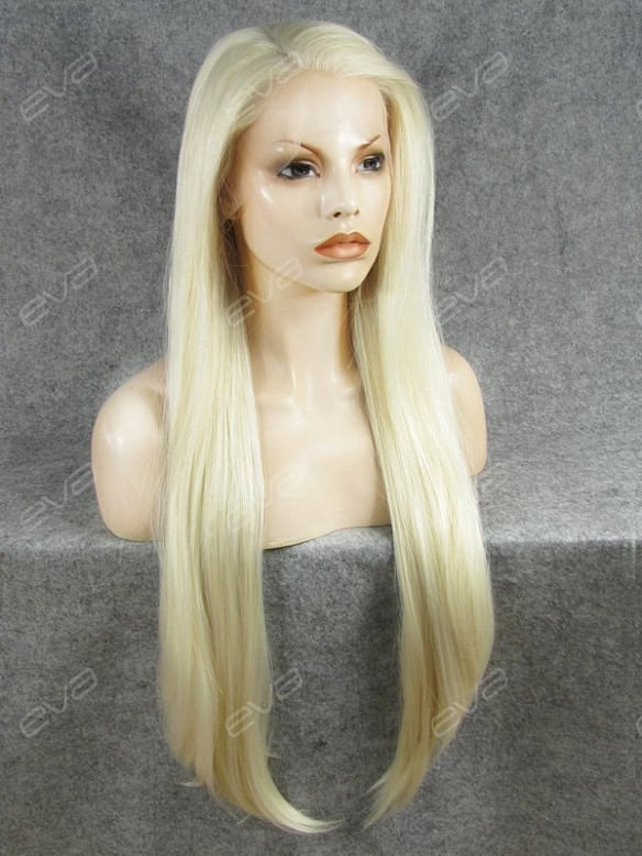 Quite Long Straight Blond Synthetic Lace Front Wig