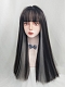 Evahair 2021 New Style Black and Grey Mixed Color Long Straight Synthetic Wig with Bangs