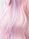 Evahair Pink Mixed Color Long Wavy Synthetic Wig with Bangs