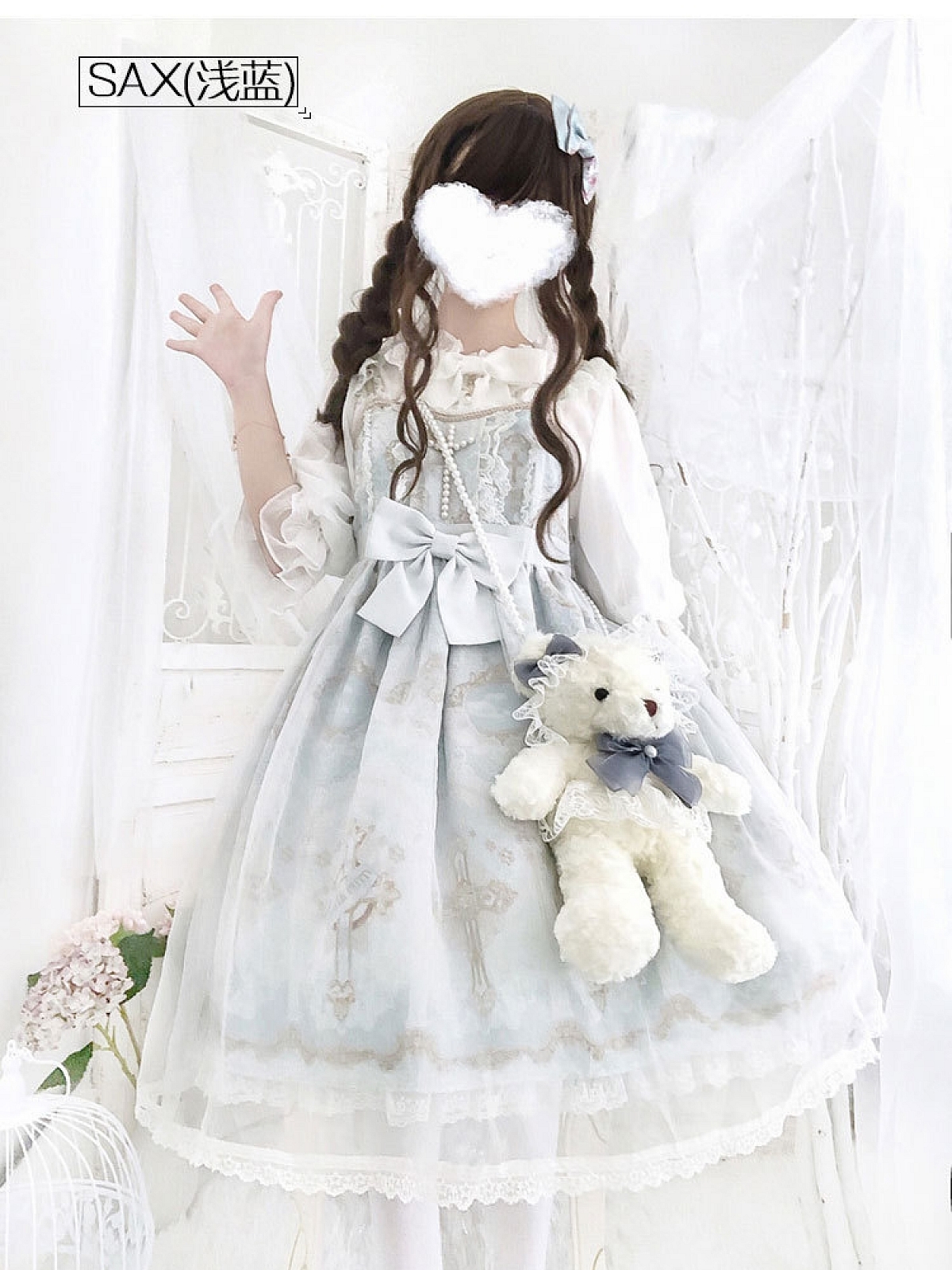 Evahair new style sax lolita dress with big cross bowknot