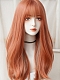 Evahair 2021 New Style Orange and Golden Mixed Color Long Wavy Synthetic Wig with Bangs