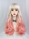 Evahair Cute Golden to Pink Ombre Long Wavy Synthetic Wig with Bangs