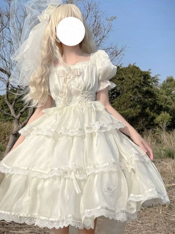 Evahair new white ruffle lolita dress JSK