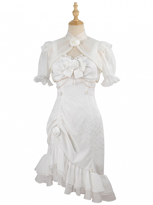 Evahair fashion cheongsam style white mesh lolita dress