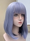 Evahair 2022 New Style Light Blue Mixed Color Medium Straight Synthetic Wig with Bangs