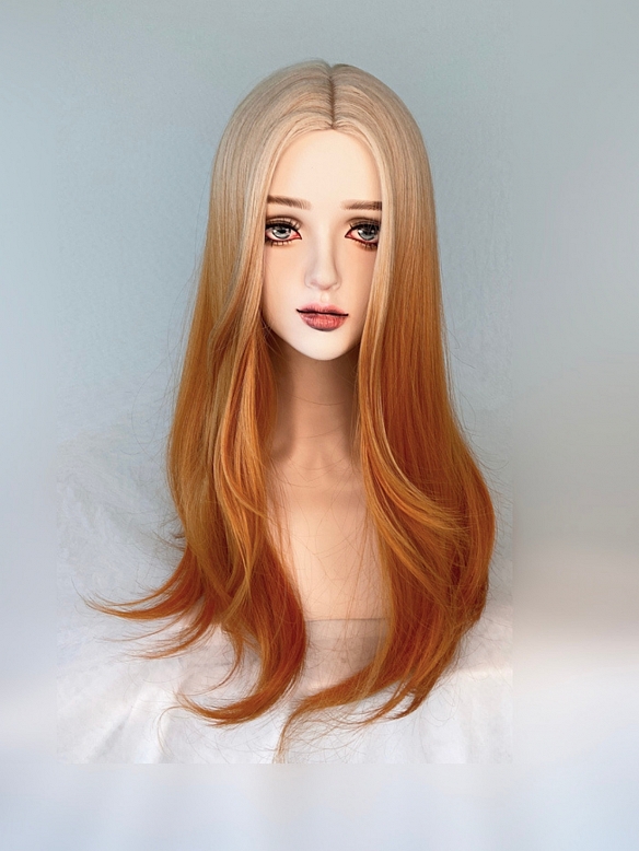 Evahair 2021 New Style Golden to Orange Ombre Color Long Straight Synthetic Wig