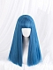 Evahair Lake Blue Long Straight Synthetic Wig with Bangs
