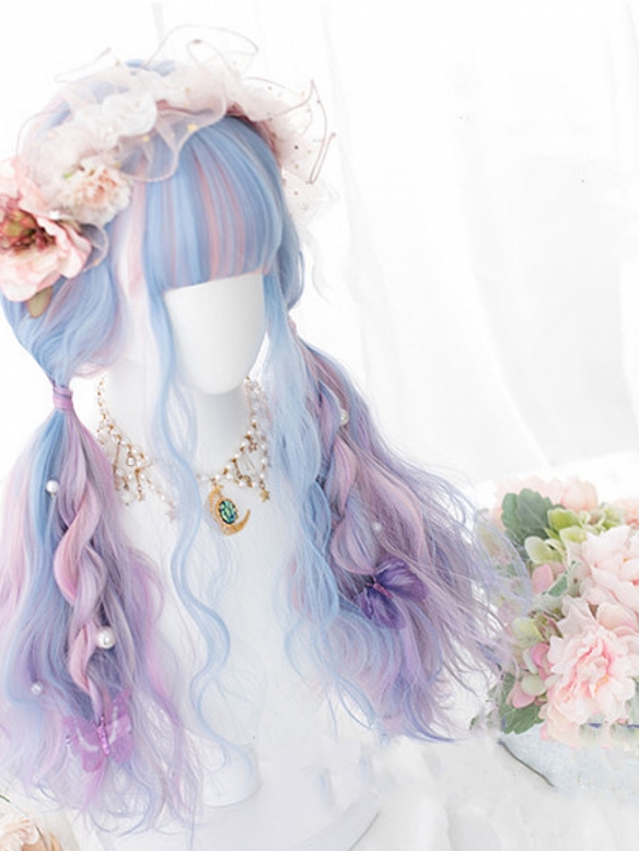 Evahair Lolita Multicolored Long Wavy Synthetic Wig with Bangs