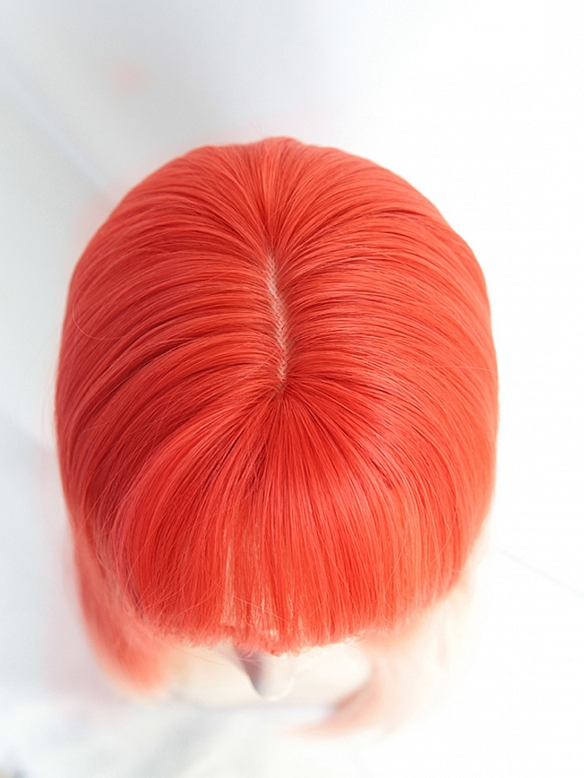 Evahair 2021 New Style Reddish Orange to White Ombre Long Straight Synthetic Wig with Bangs