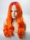 2017 New Fashion-Sunset Orange & Yellow Flame Wavy Long Synthetic Lace Front Wig