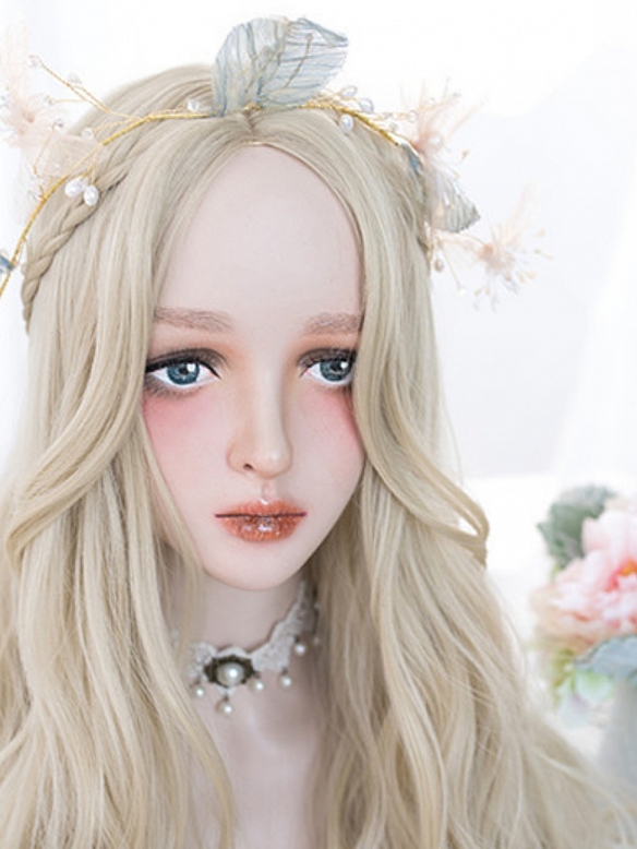 Evahair Beige Golden Color Long Wavy Synthetic Wig