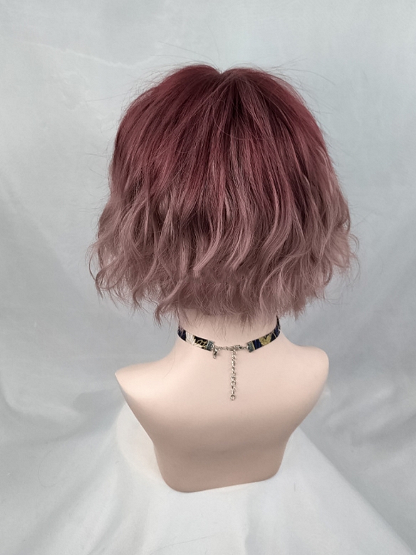 Evahair Cute 2021 New Style Red Ombre Bob Wavy Synthetic with Bangs