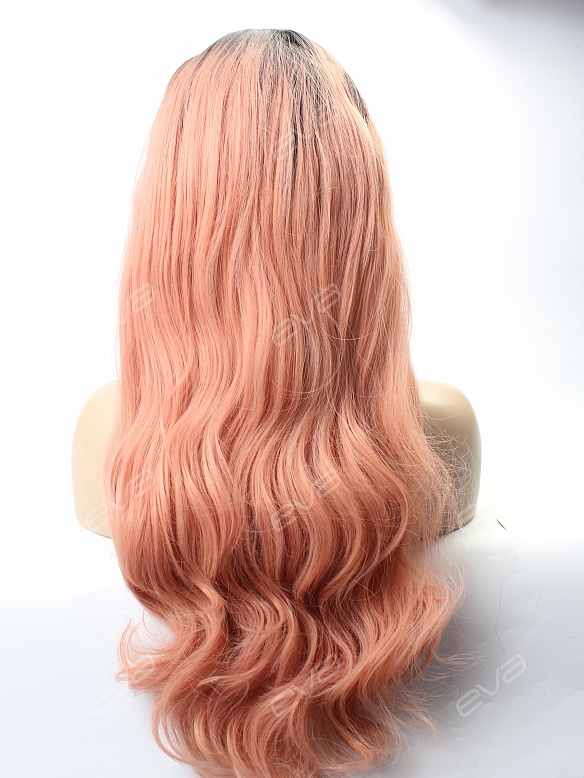 Evahair Peach Long Wavy Synthetic Lace Front Wig All Synthetic Wigs Evahair 