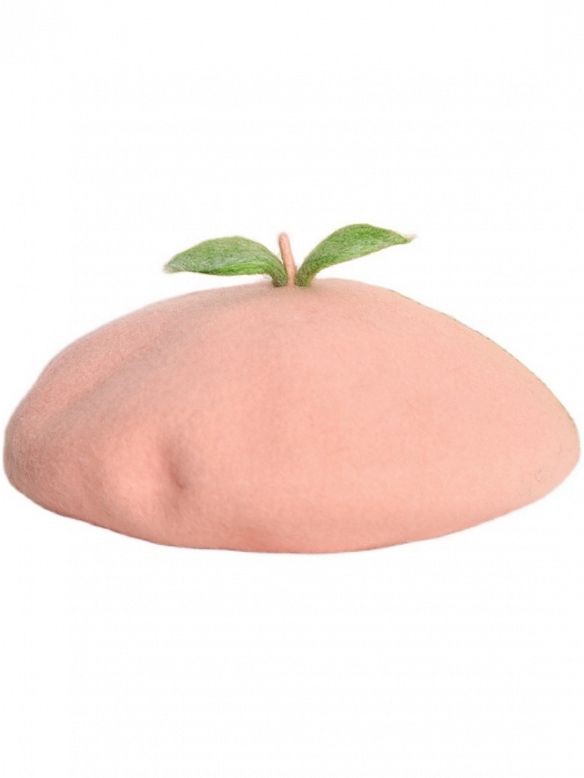 Cute Honey Peach Leaf Mori Beret Hat