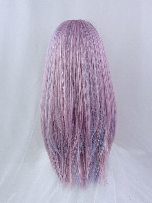 Evahair 2021 New Style Purple and Blue Mixed Color Long Straight Synthetic Wig with Bangs